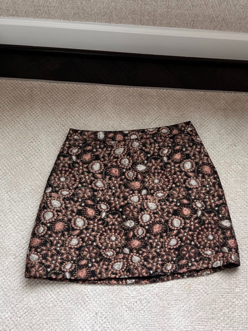 Alice + Olivia Black and Rose Gold Mini Skirt, Size 8, worn once, like new, GORG